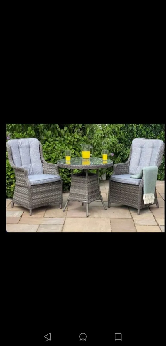 Brand New Dark Grey Rattan High Back Chair Bistro - Image 2