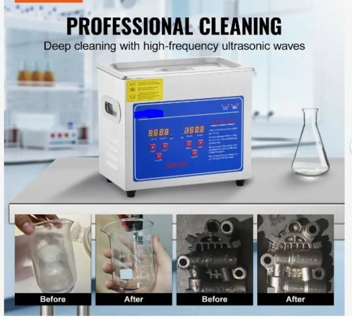 Professional Ultrasonic Cleaner, 2.85 L Ultrasoni - Image 3