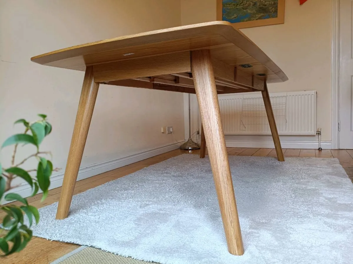 Oak veneer, extendable dining table - Image 2