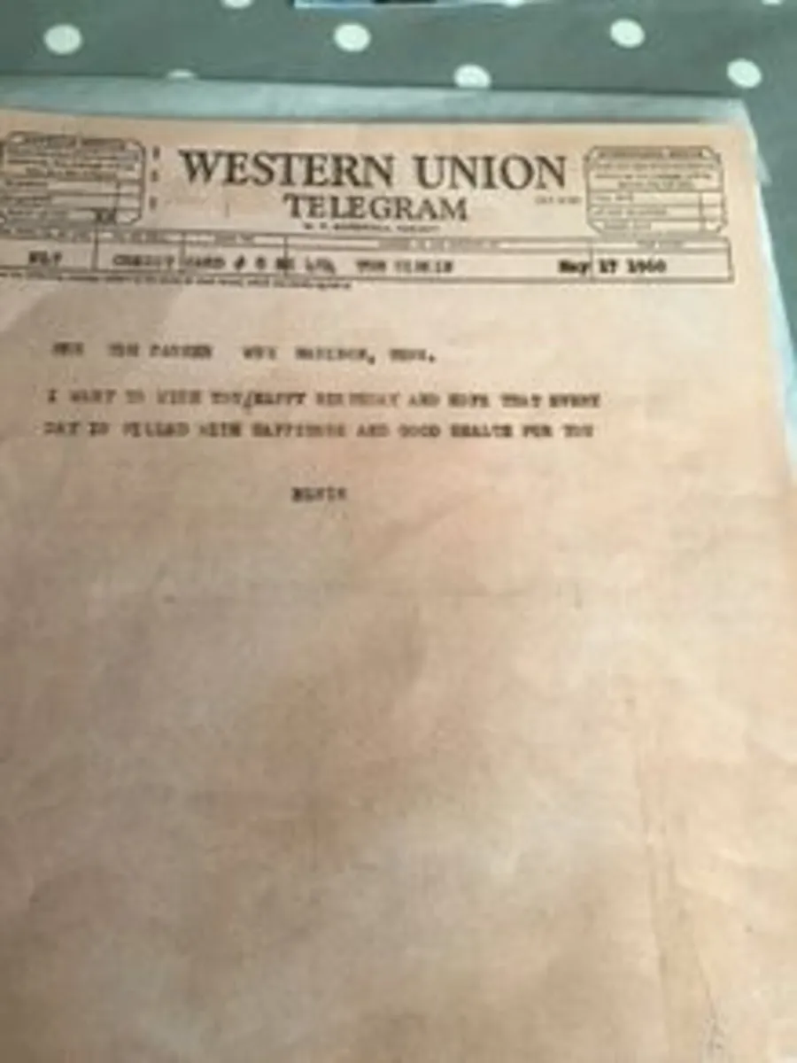 Elvis Memorabilia - Telegram  to Mrs Tom Parker