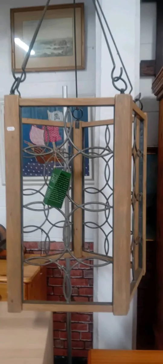 Large Iron And Wood Ceiling Hanging - Image 1