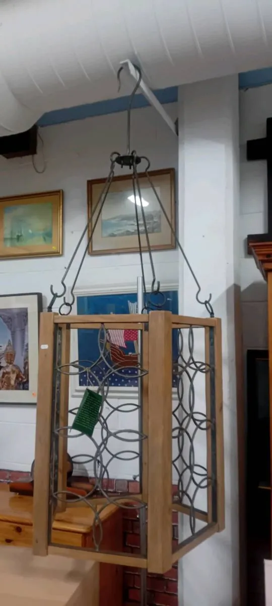 Large Iron And Wood Ceiling Hanging - Image 2