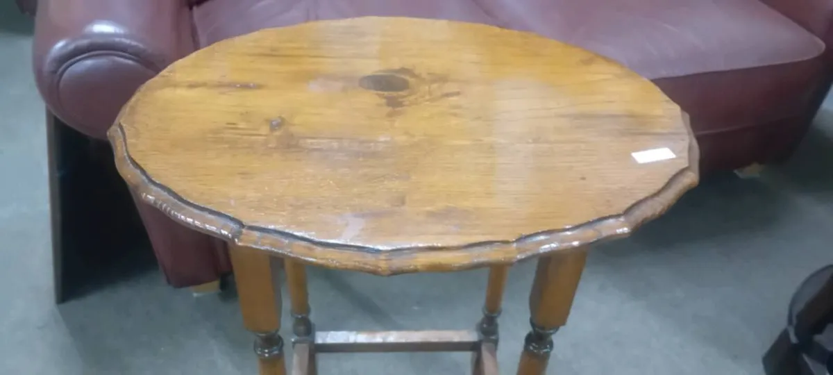 Vintage Solid Oak Side Table - Image 2