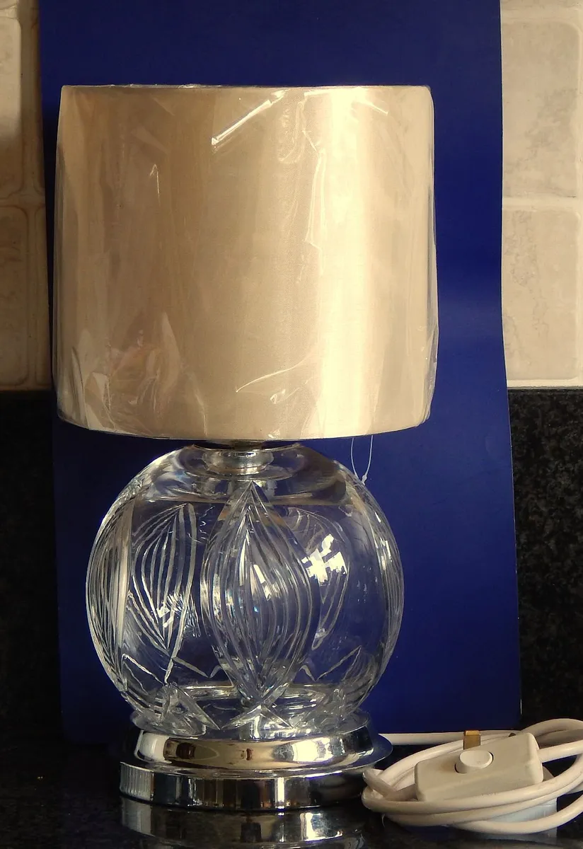 Tipperary Cut Crystal Table Lamp with New Shade - Image 1