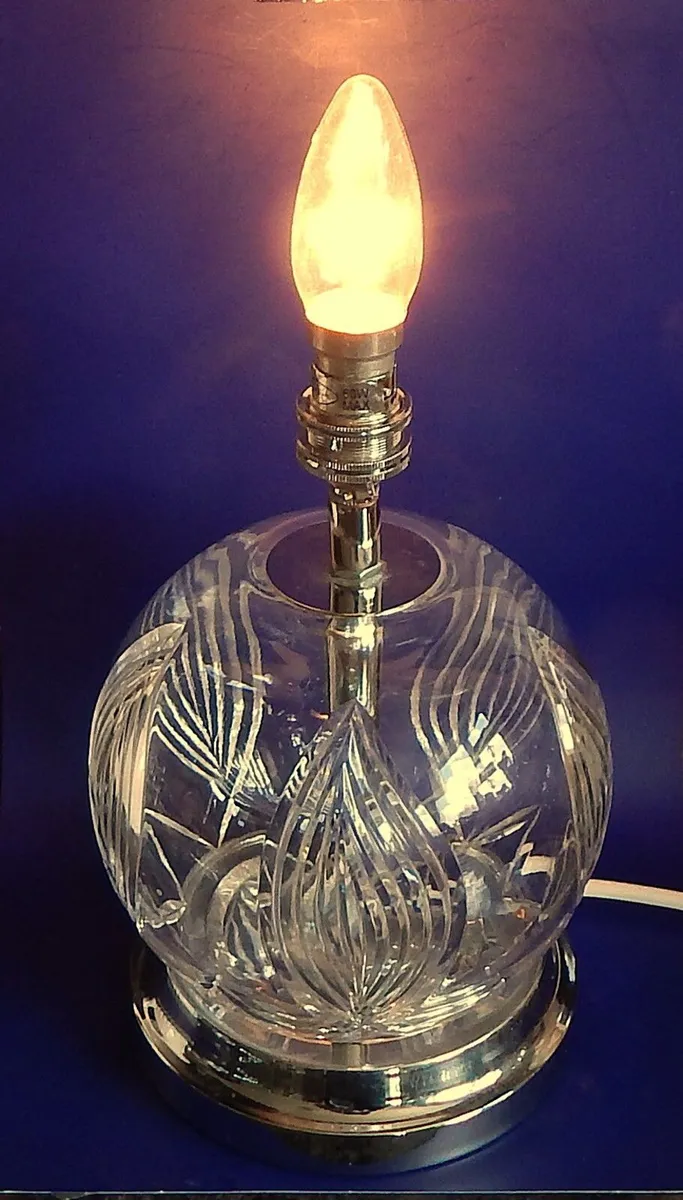 Tipperary Cut Crystal Table Lamp with New Shade - Image 4