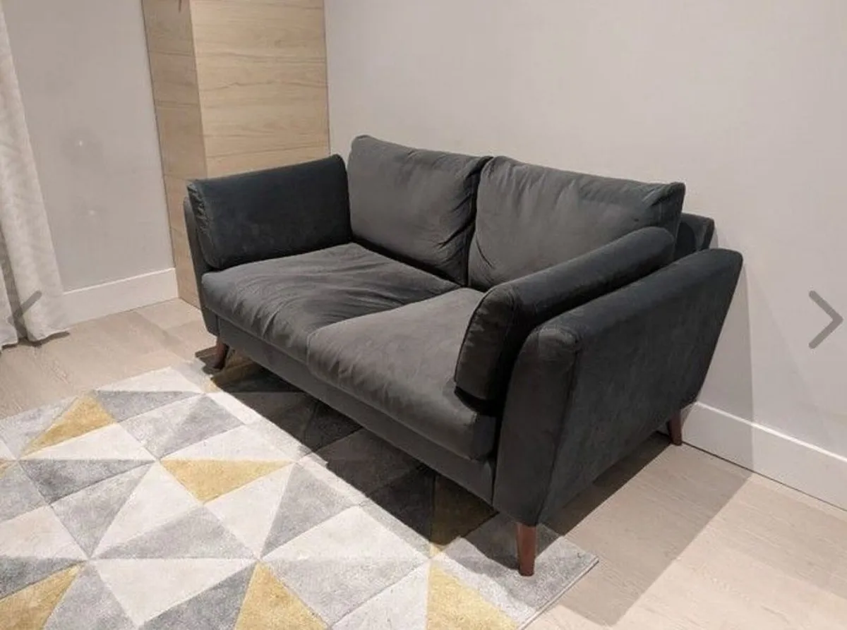 Kendal Charcoal Velvet 2-Seater Sofa - Image 1