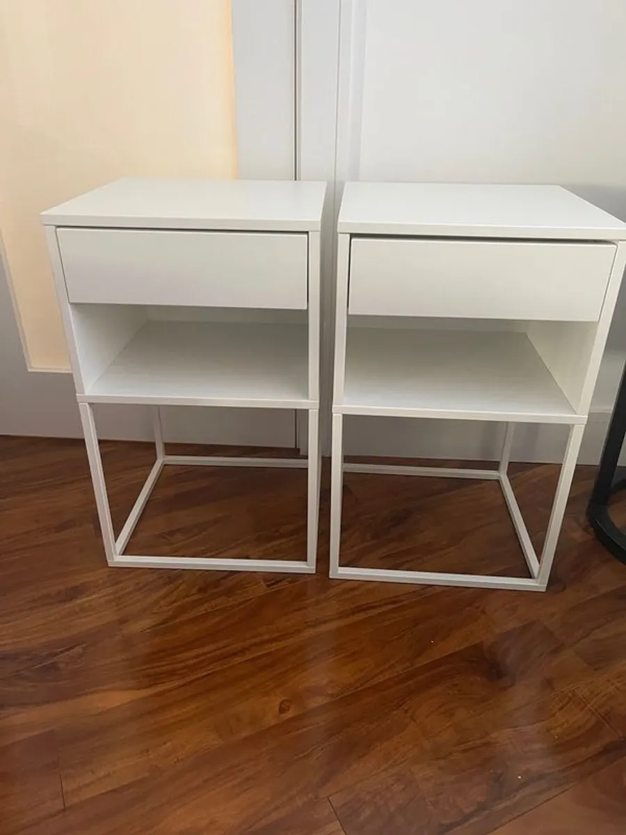 White Vikhammer side/bedside table/lockers - Image 1