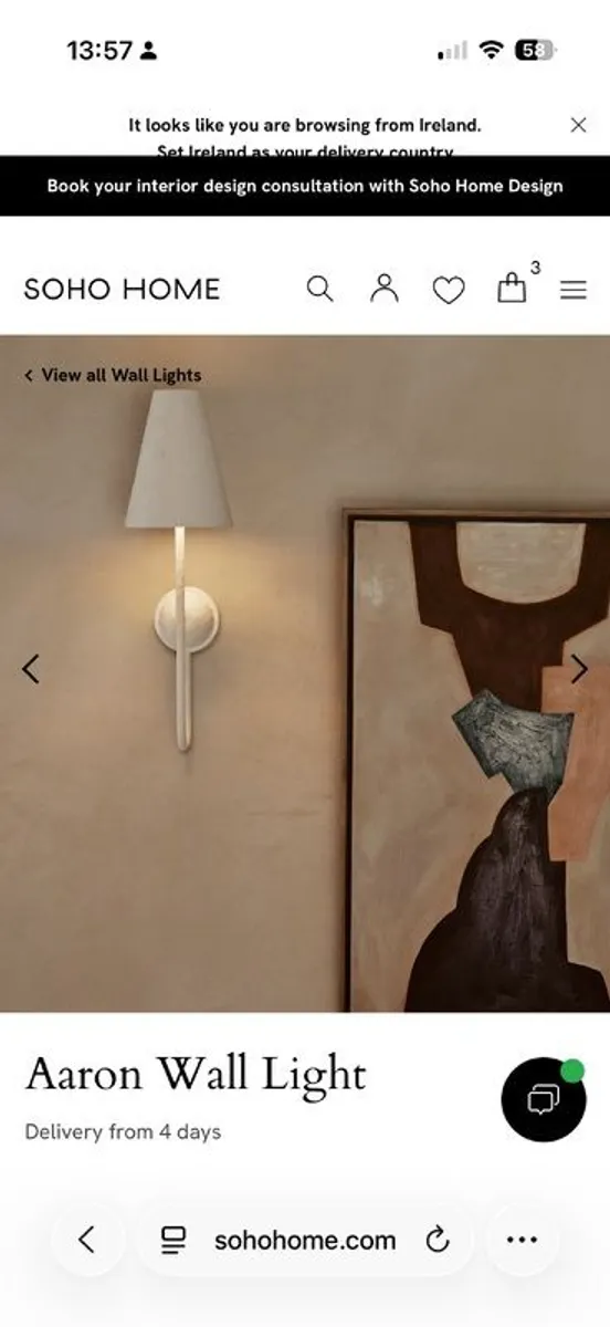 Soho home wall lights X 2 - Image 1