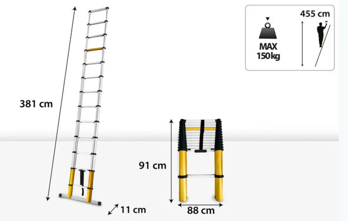 MAX Aluminum Telescopic Ladder 13 Steps - Image 1
