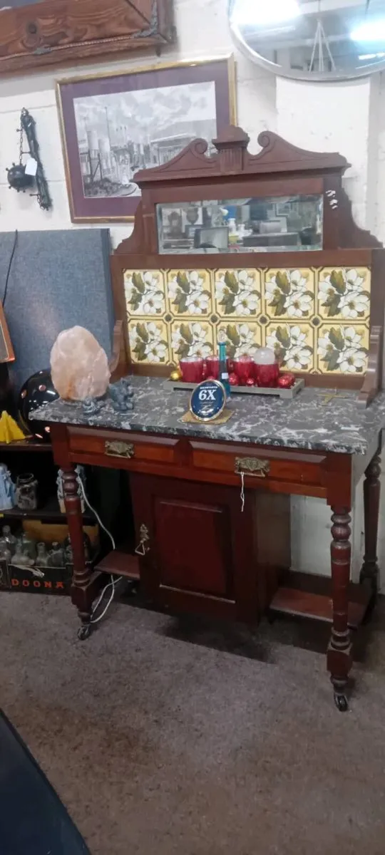 Victorian Tile Back Wash Stand - Image 1