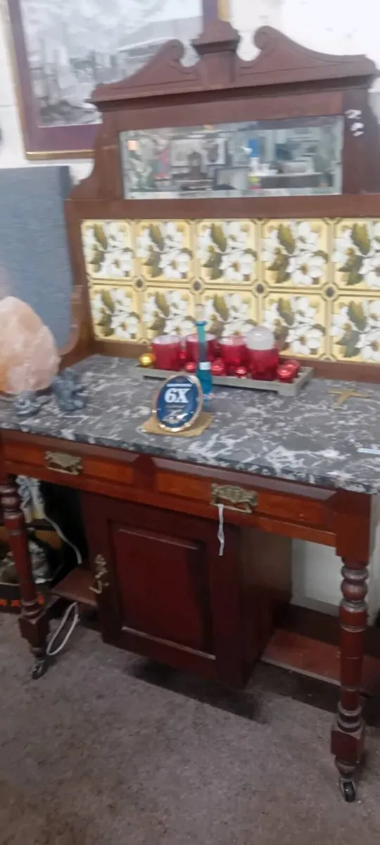 Victorian Tile Back Wash Stand - Image 2