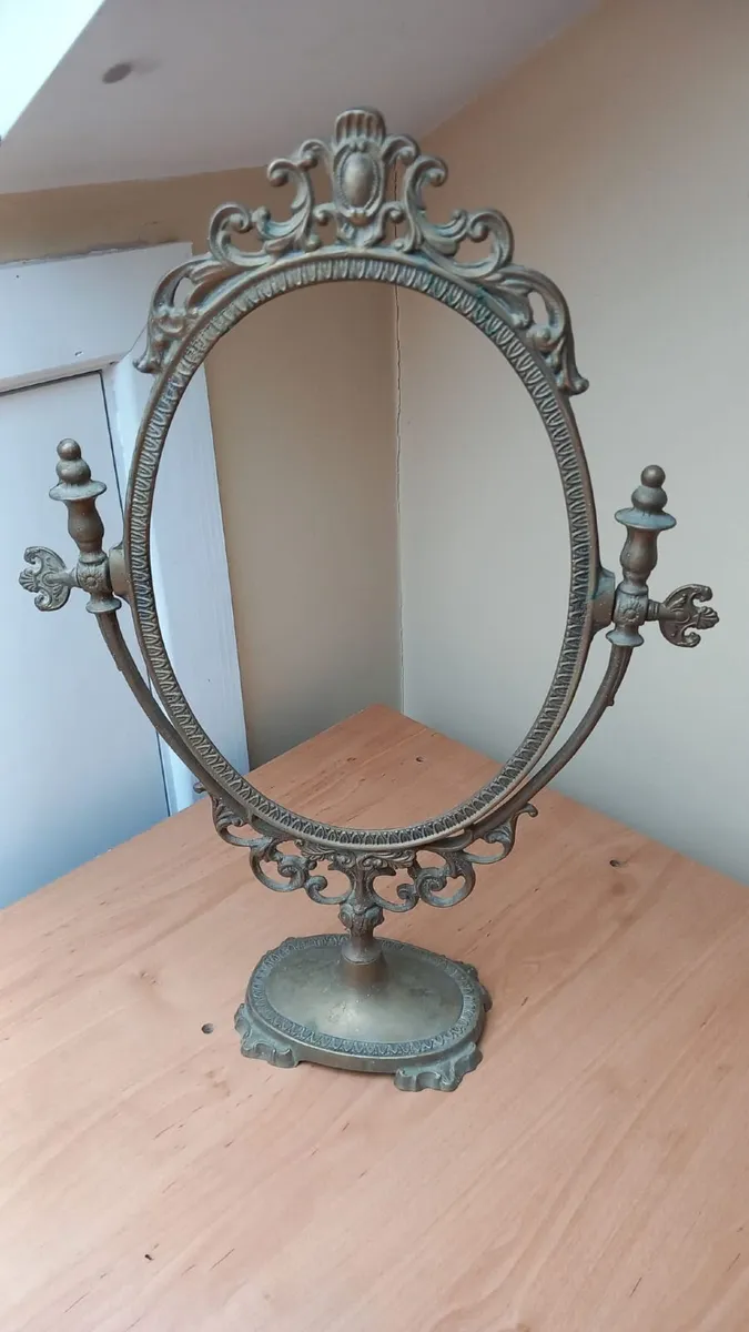 Antique Brass Oval Tilting Vanity Mirror - Image 1