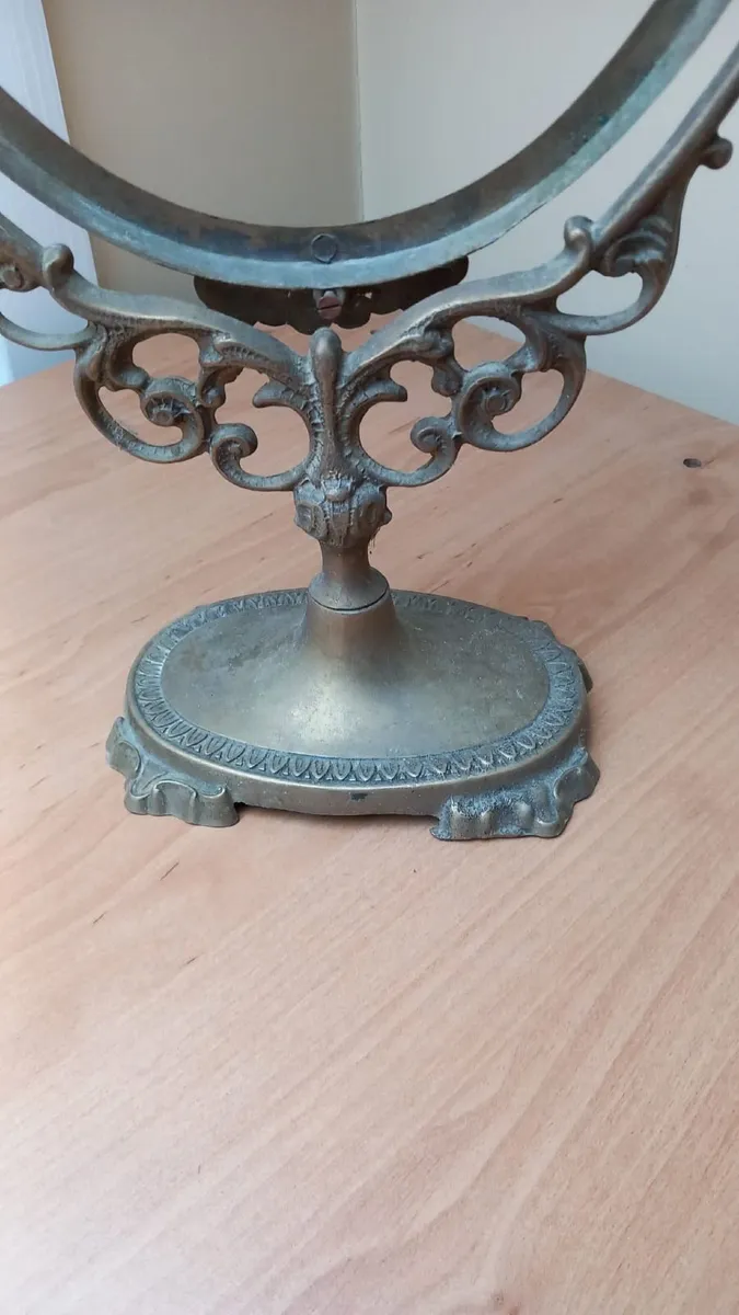Antique Brass Oval Tilting Vanity Mirror - Image 2