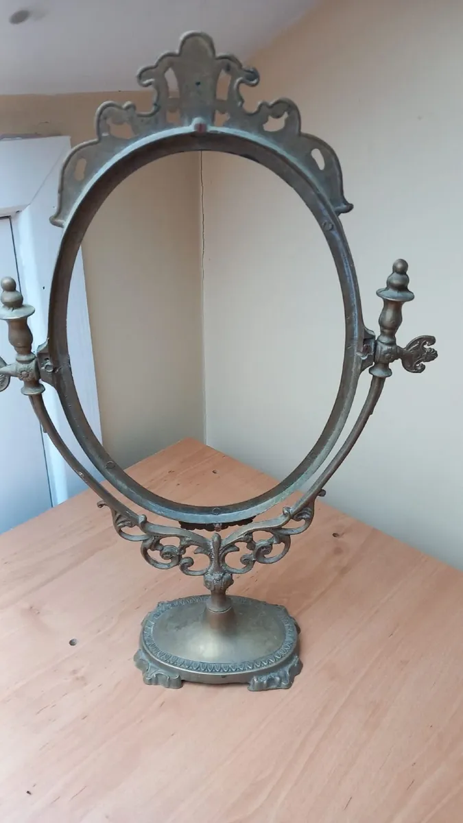 Antique Brass Oval Tilting Vanity Mirror - Image 3