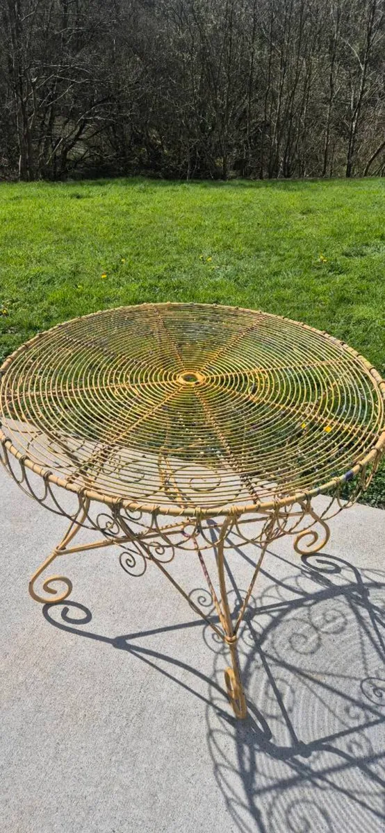 Vintage French Wrought Iron Garden Table - Image 1