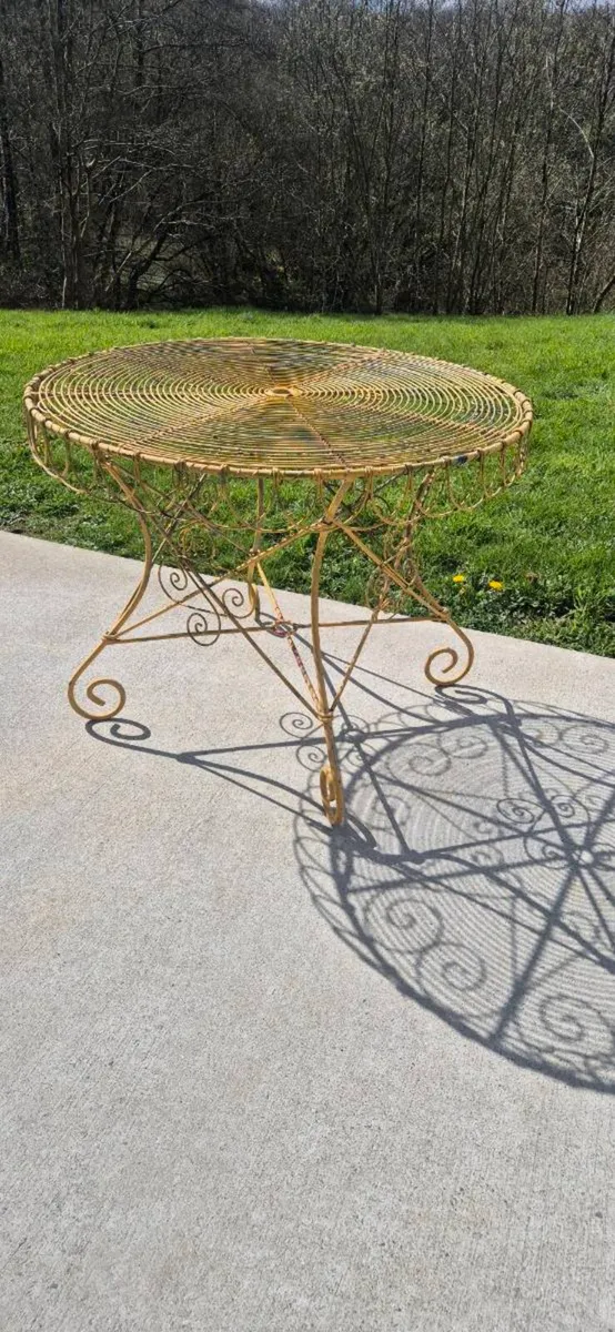 Vintage French Wrought Iron Garden Table - Image 2