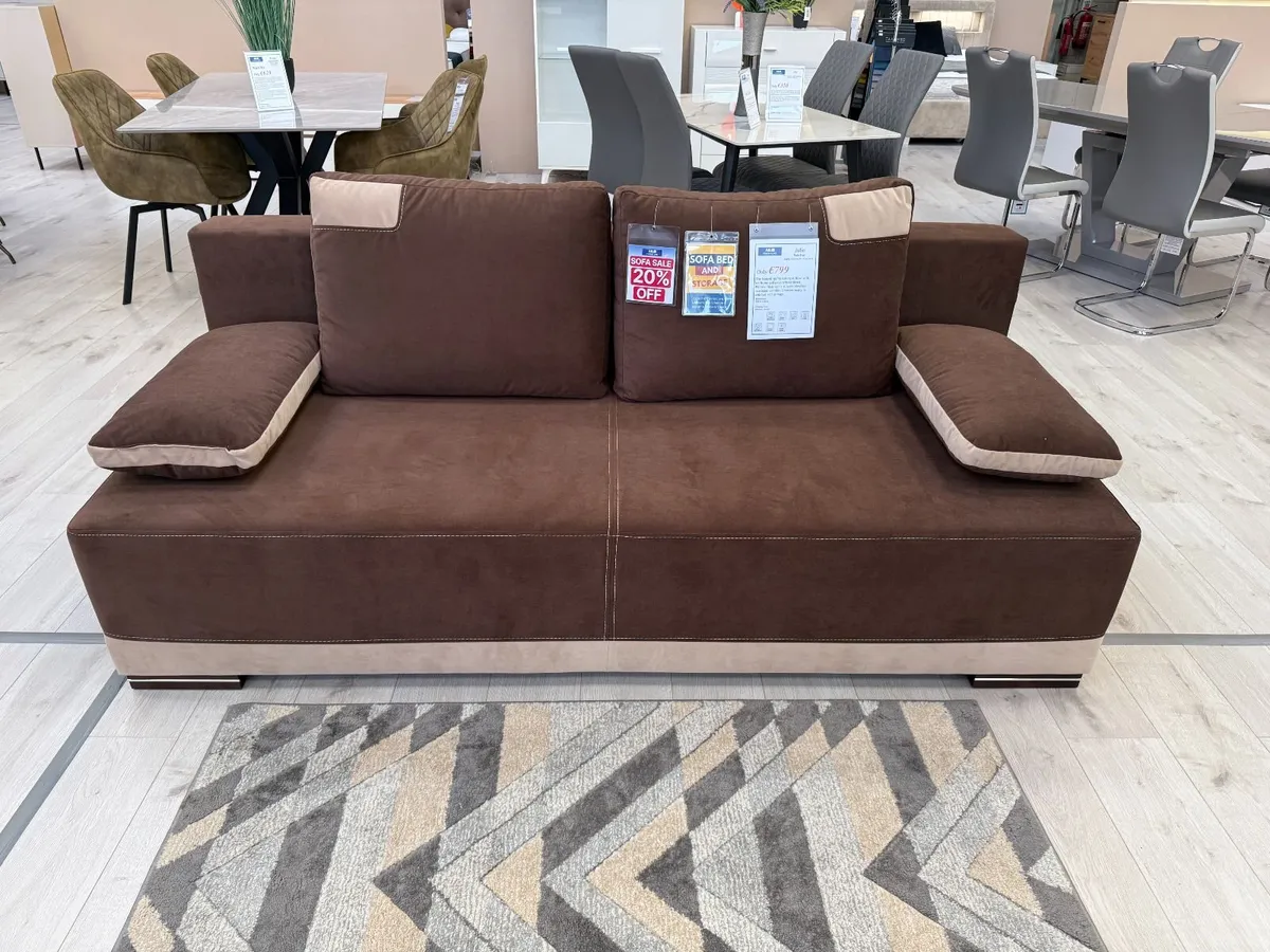 Julie Brown Double Sofa Bed 145cm x 200cm - Image 1