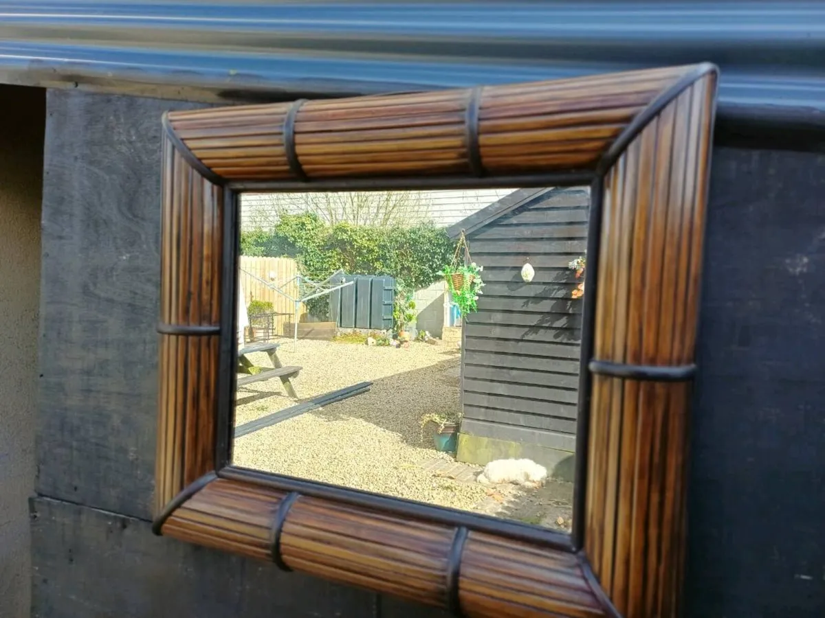 Vintage Bamboo Framed Mirror - Image 1