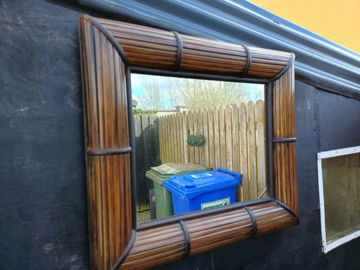 Vintage Bamboo Framed Mirror - Image 2