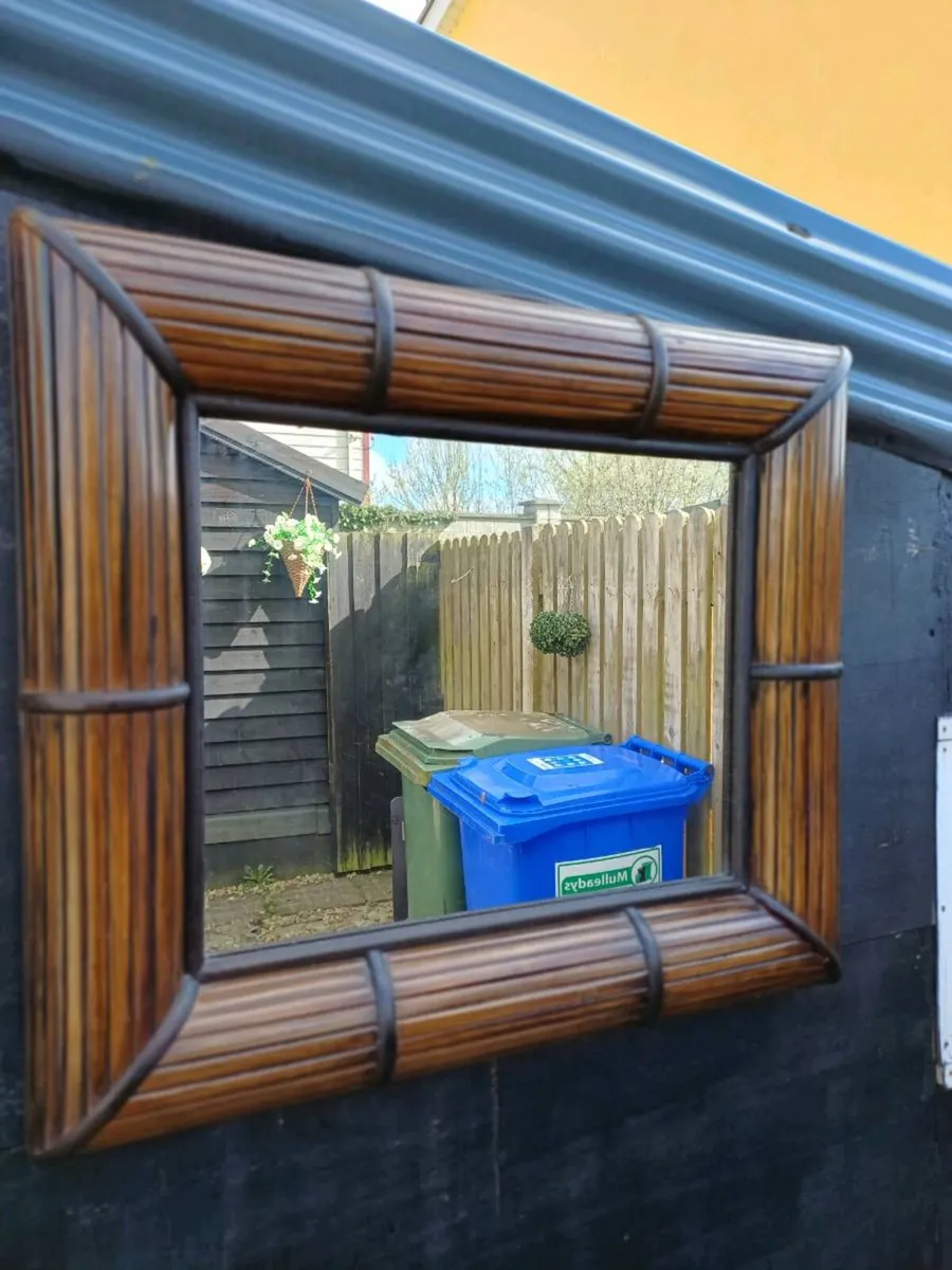 Vintage Bamboo Framed Mirror - Image 3