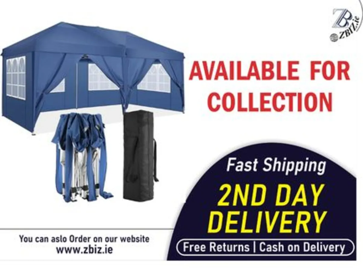 Gazebo 3×6m Pop-Up Tent Waterproof with 4 Panels - Image 1