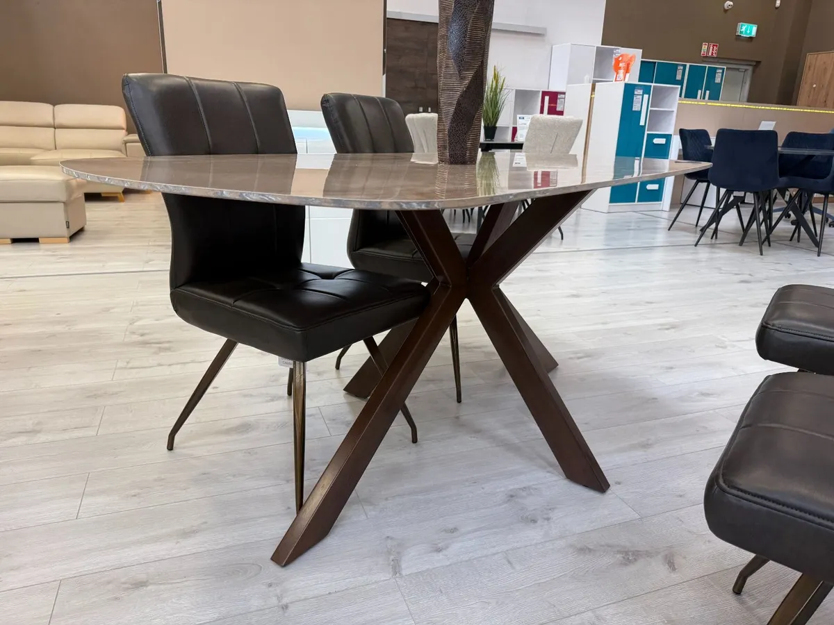 Brown Marble Effect Dining Table 180cm - Image 2