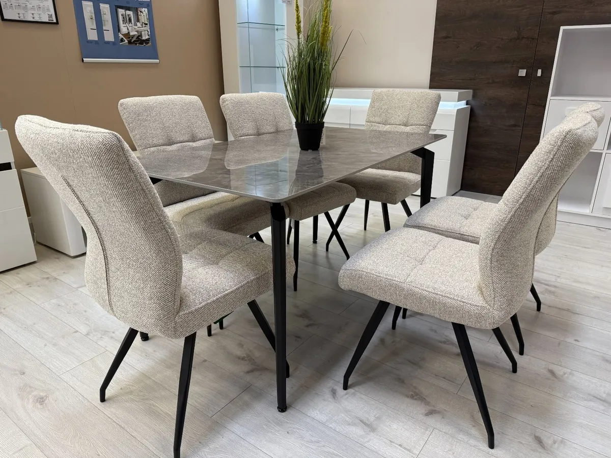 140cm Marble Effect Dining Table – SALE - Image 1