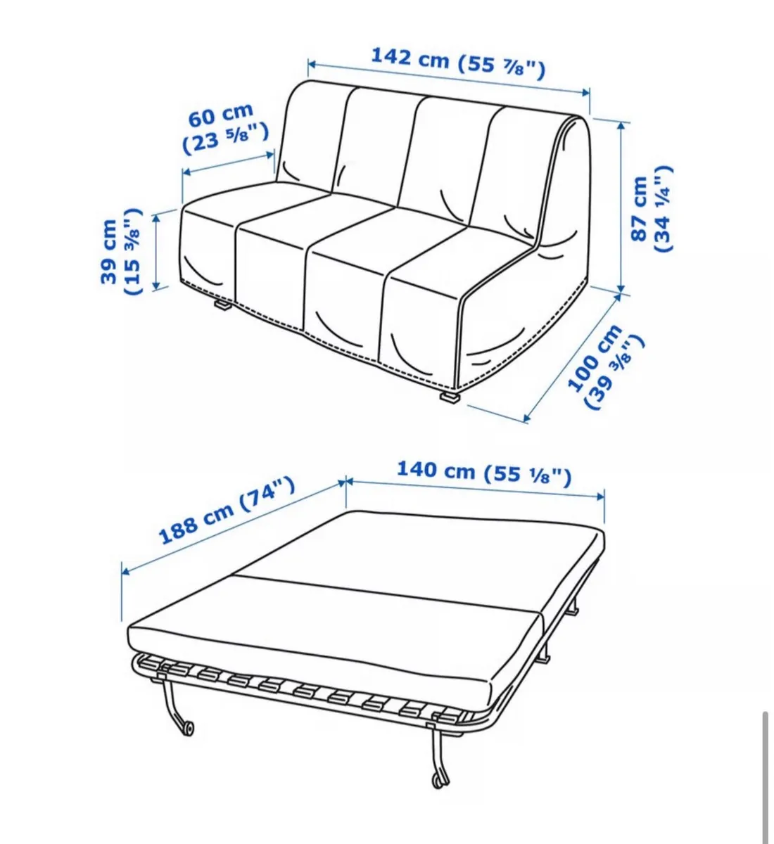 IKEA 2 Seat Sofa Bed Lyckselle - Image 1