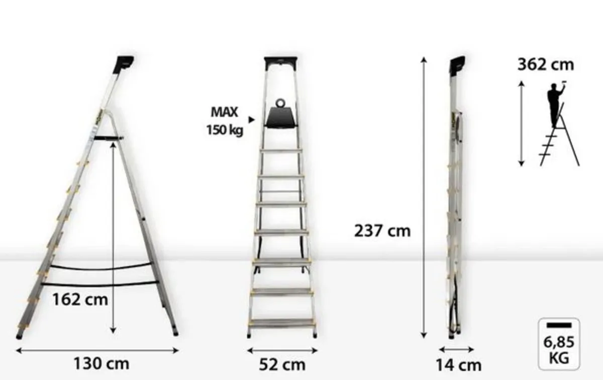 PRO Aluminum Ladder with 8-Step Shelf - Image 4