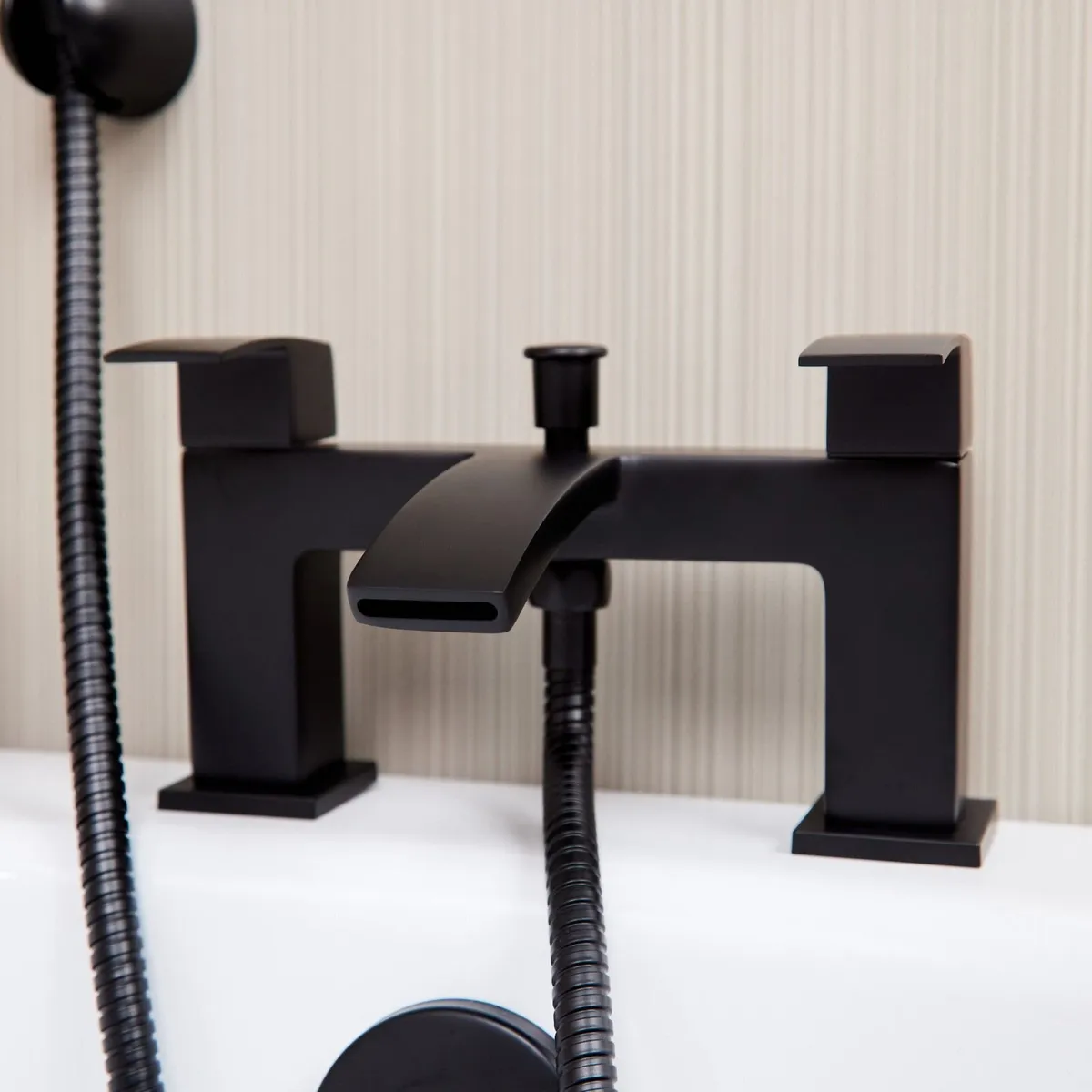 Waterfall Bath Shower Mixer Tap & Shower | Black - Image 4