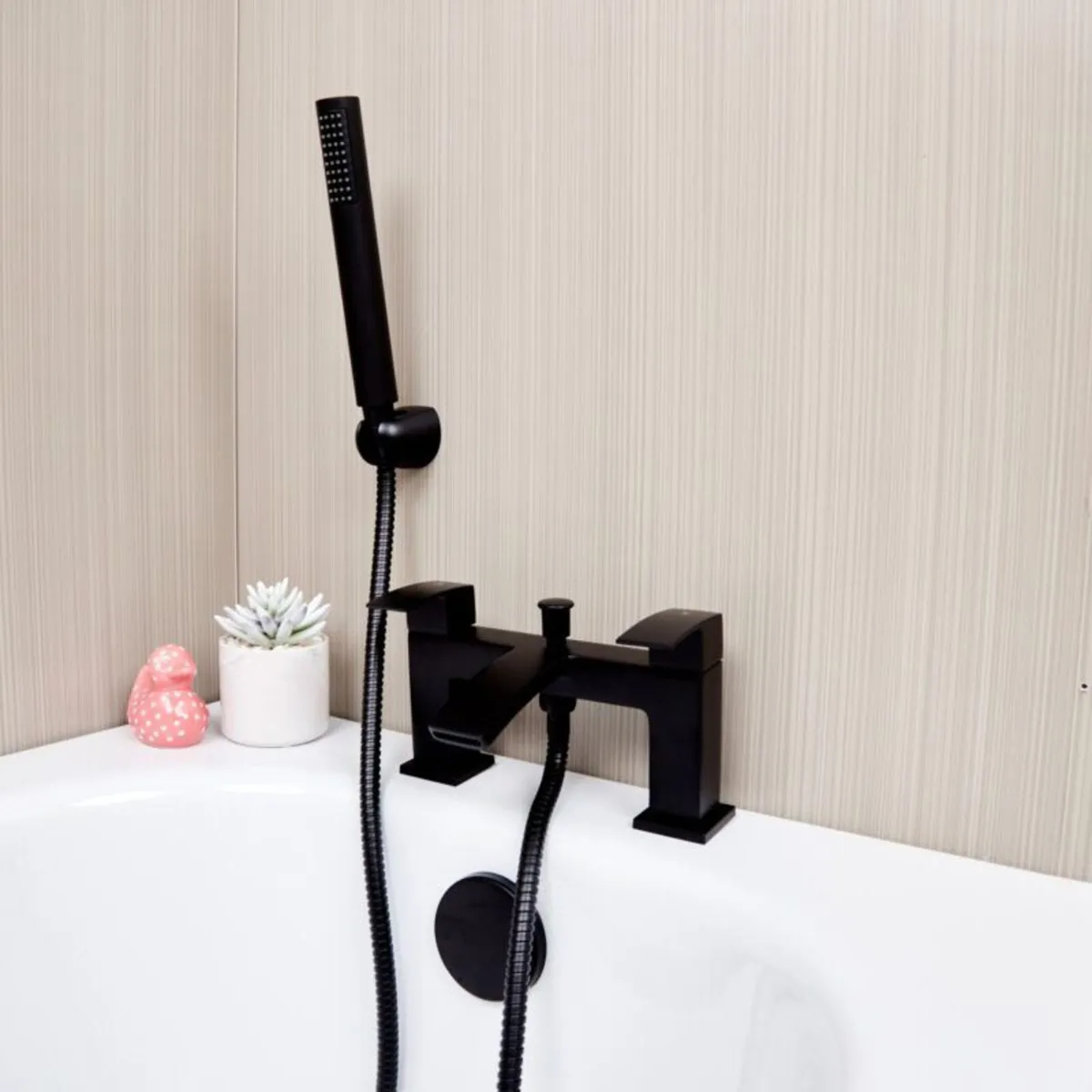 Waterfall Bath Shower Mixer Tap & Shower | Black - Image 1