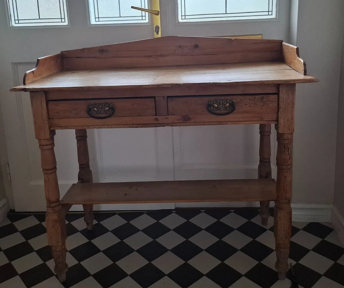 Antique pine dresser and antique pine washstand - Image 2