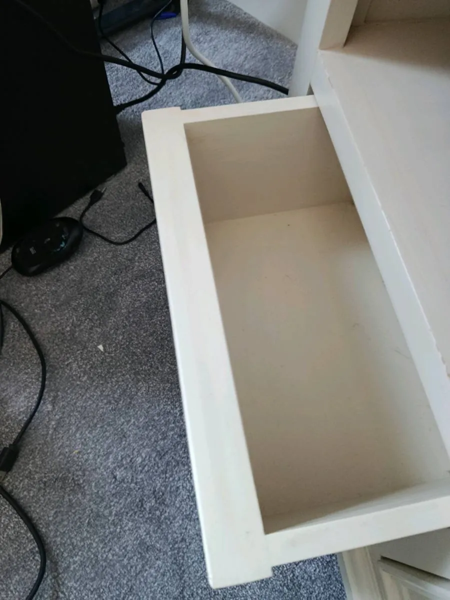 Oak and cream TV Corner console with drawers - Image 2