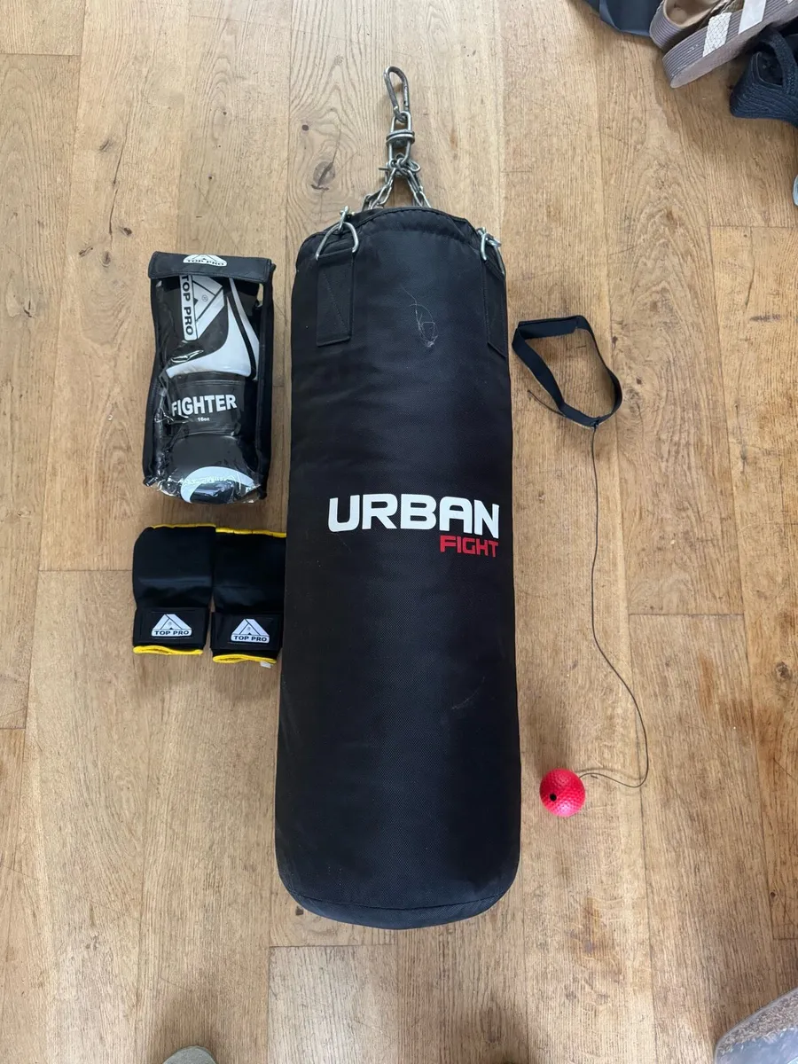 Boxing bag + Wall Bracket + Gloves - home set up - Image 1