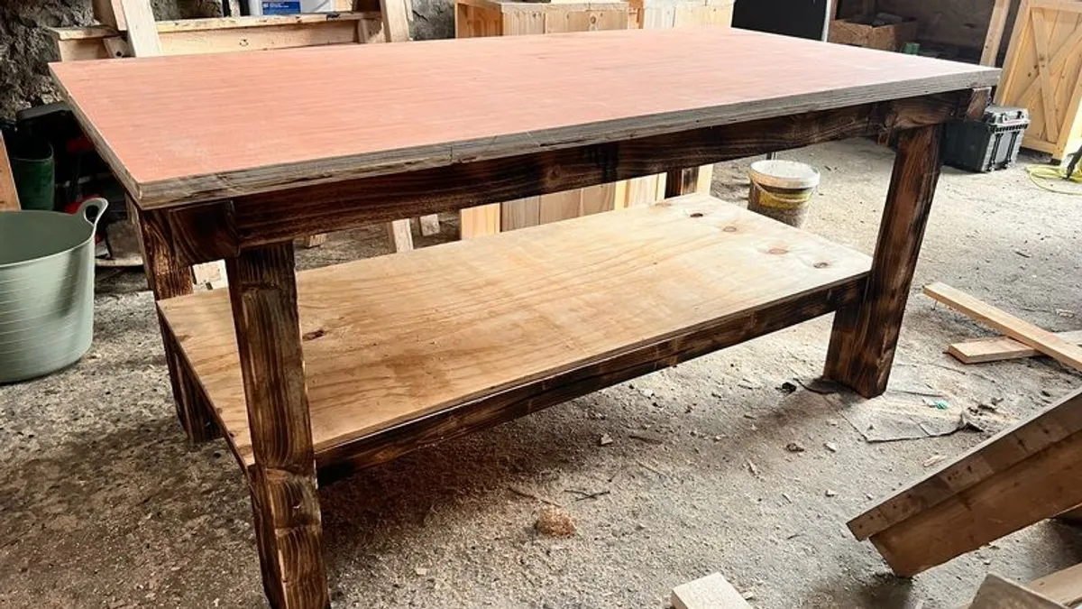Large Heavy Duty Rustic Workbench 1800x900x900mm - Image 3