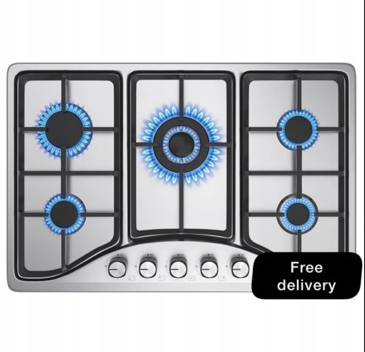 Stainless Steel Gas Hob 5 burners 76 X 50cm Natura - Image 1