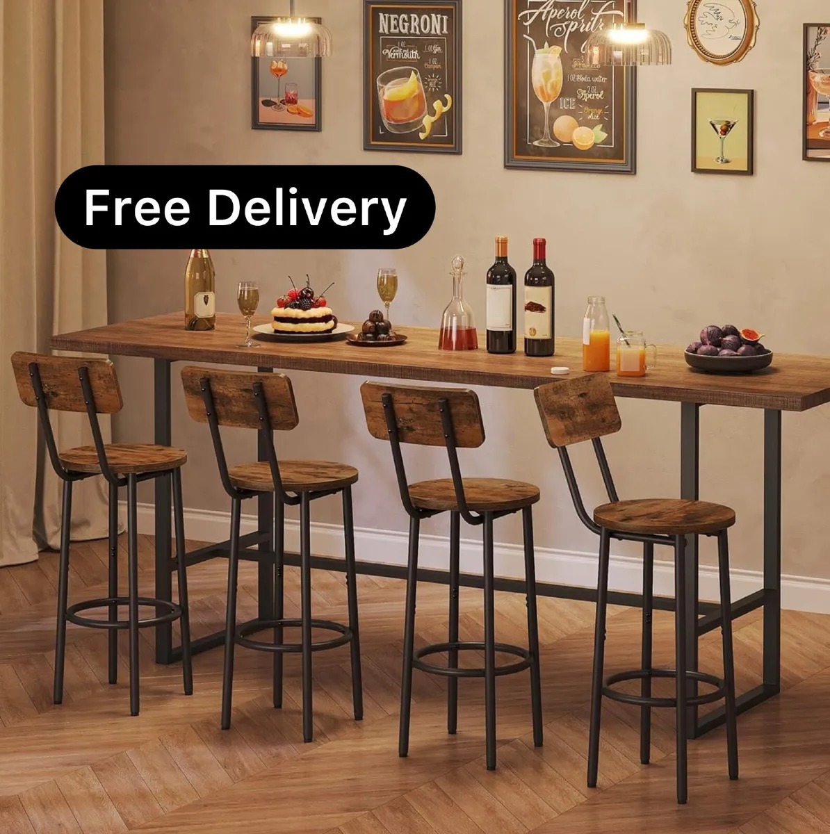 Bar Stools Set of 4 , Breakfast Bar Stools - Image 1