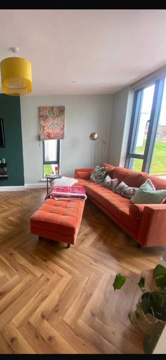 L shaped couch and ottoman - Image 1