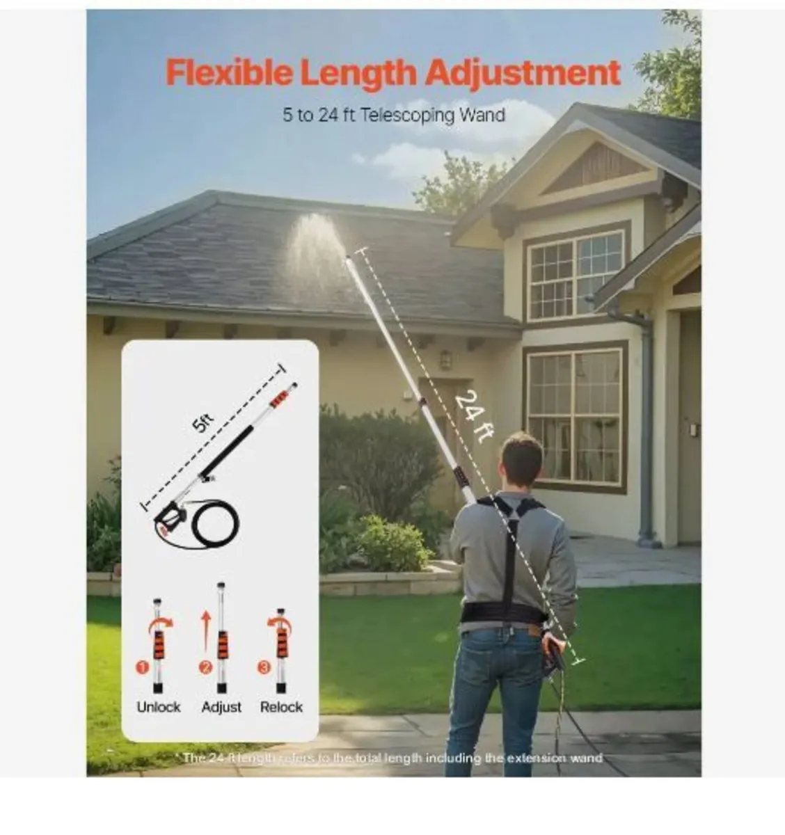 Pressure Washer Telescoping Wand, 24 ft - Image 2