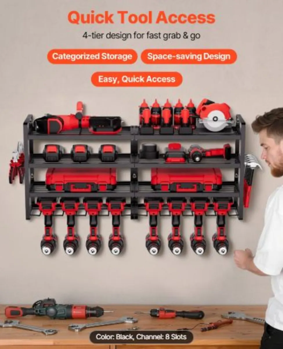 Power Tool Organizer Wall Mount, 4-Layer Storage - Image 2