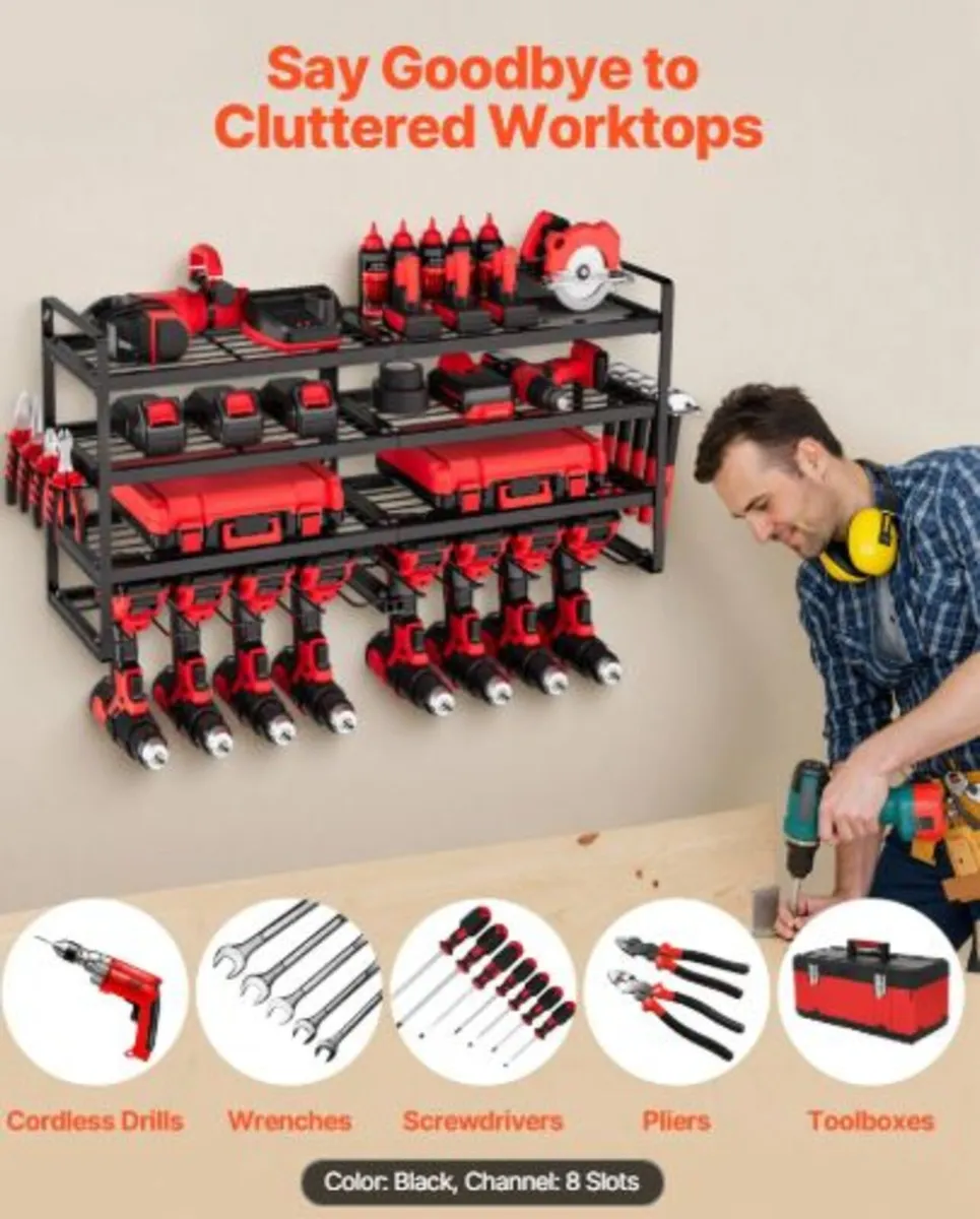 Power Tool Organizer Wall Mount, 4-Layer Storage - Image 3
