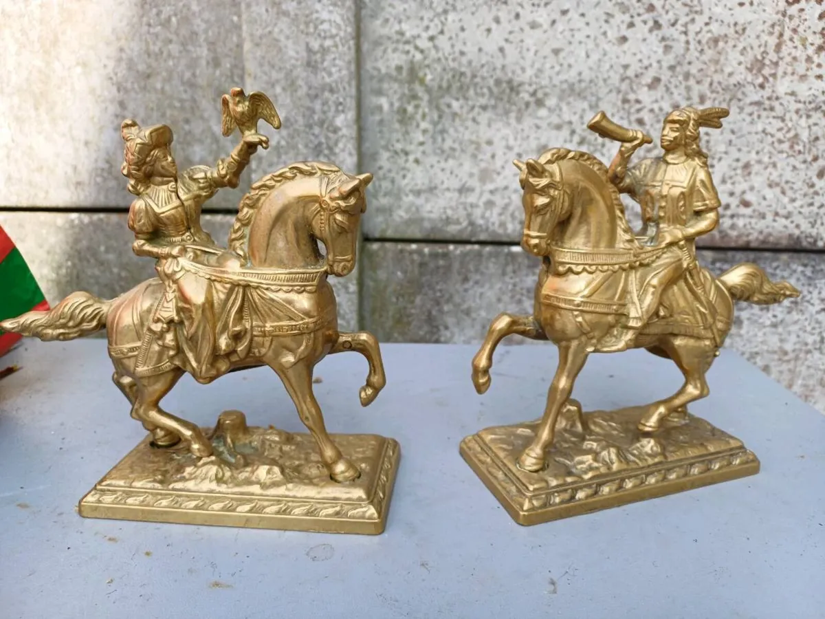 1940s Brass Horsemen Figures - Image 1