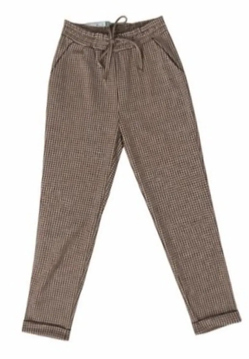 BNWT Brown/Grey Checkered Trousers: Size10 - Image 2
