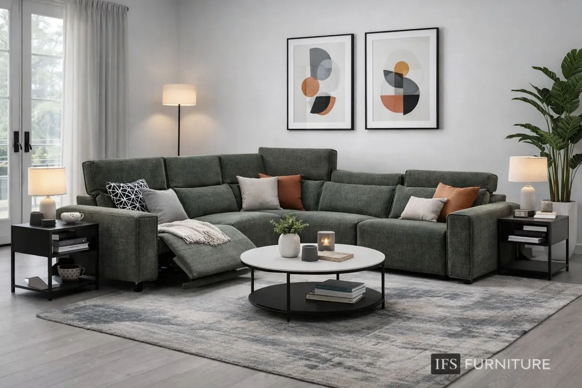 🛋️ Modern Modular Corner Sofa with Recliners, USB - Image 1