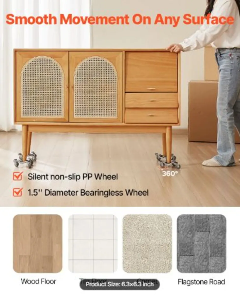 Furniture Dolly, 440 lbs Load Capacity, 3 Wheel - Image 2