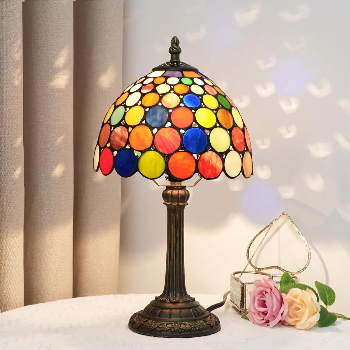 Tiffany Table Lamp Stained Glass Multicolored - Image 2