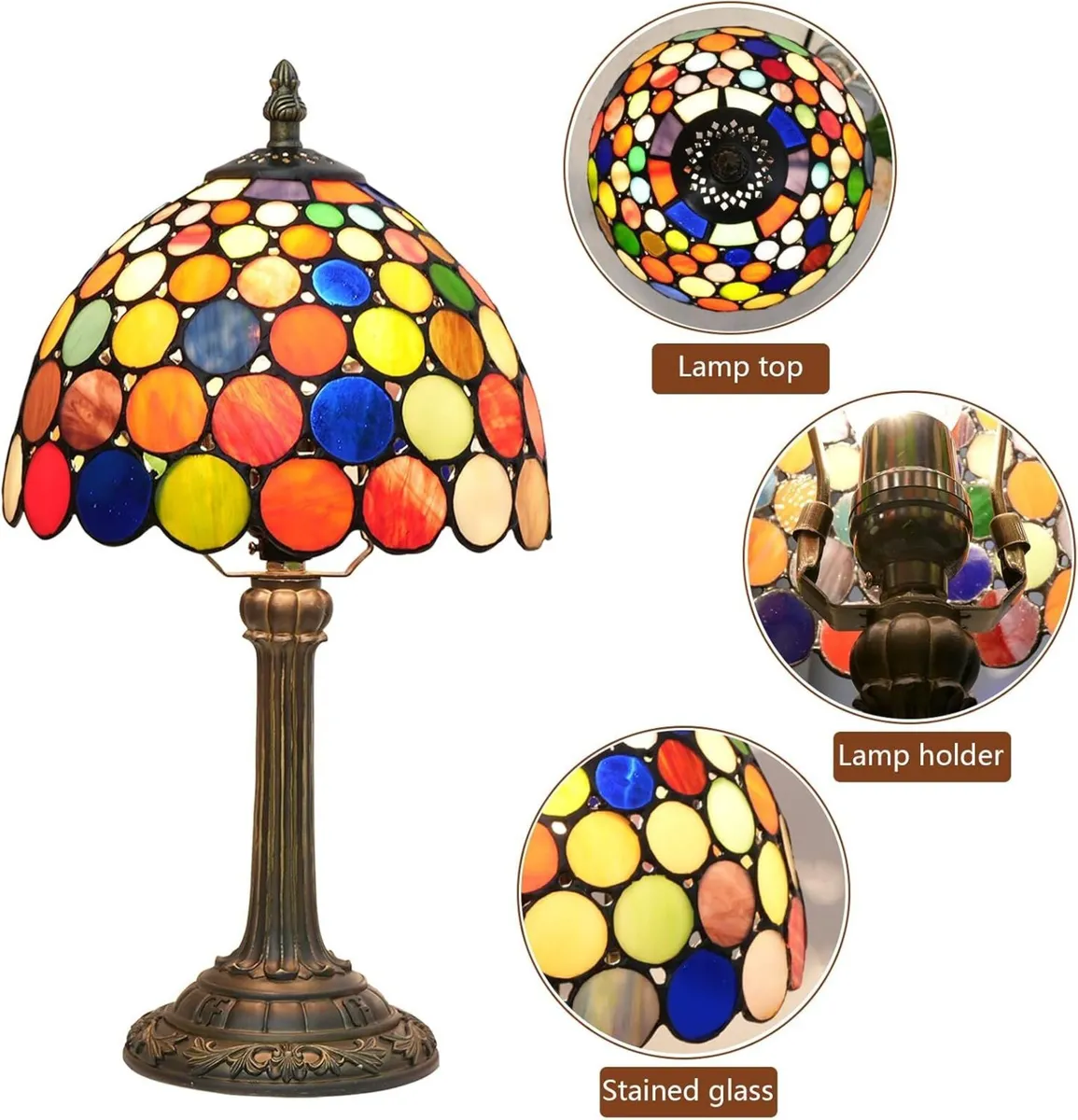 Tiffany Table Lamp Stained Glass Multicolored - Image 4