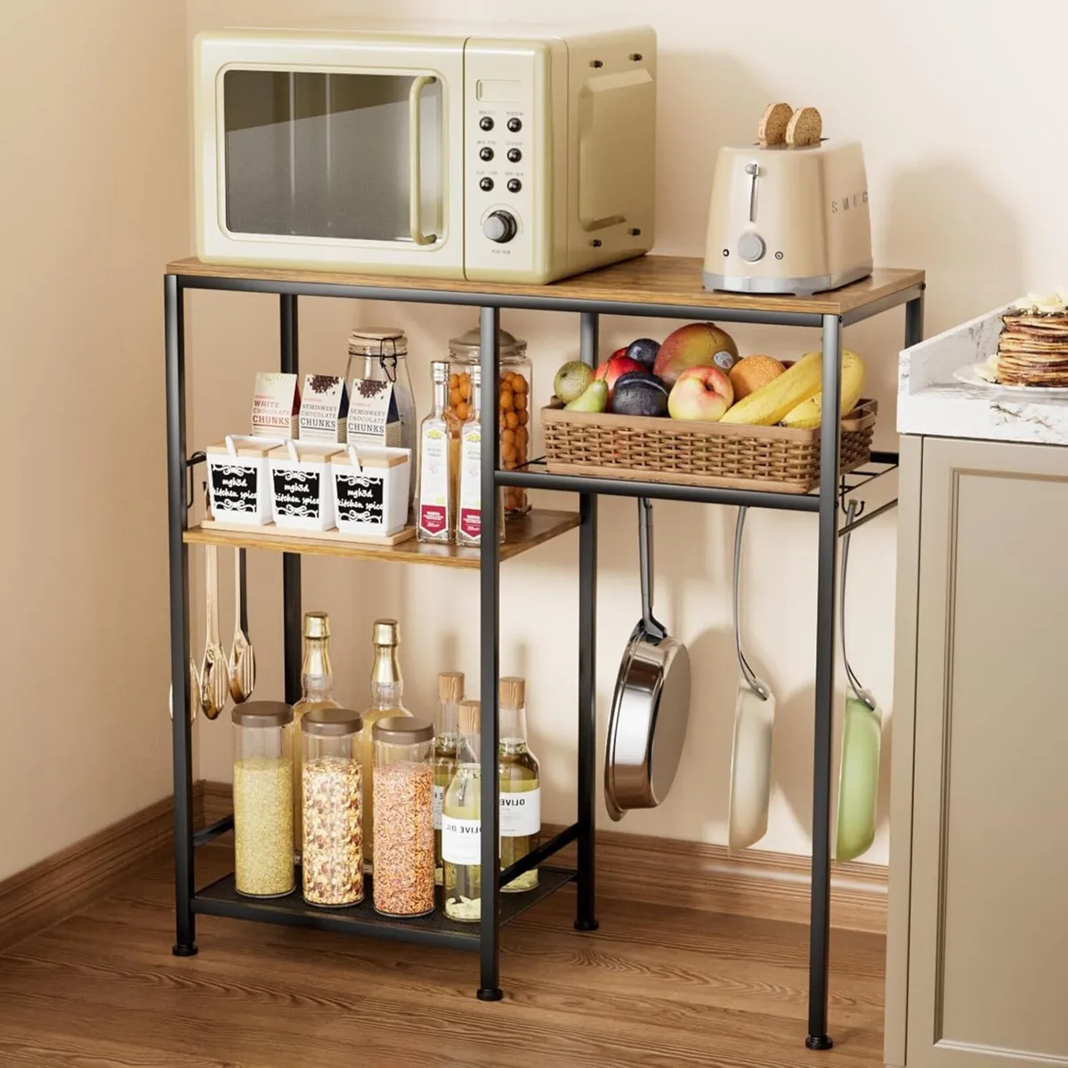 Bakers Rack with Storage - Microwave Stand and - Image 1