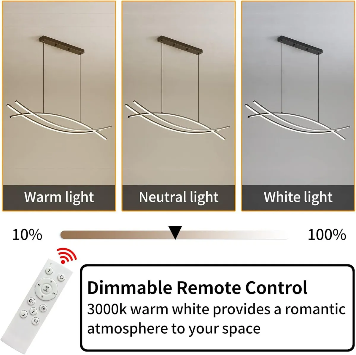 120CM Adjustable Pendant Light Black Modern LED - Image 3