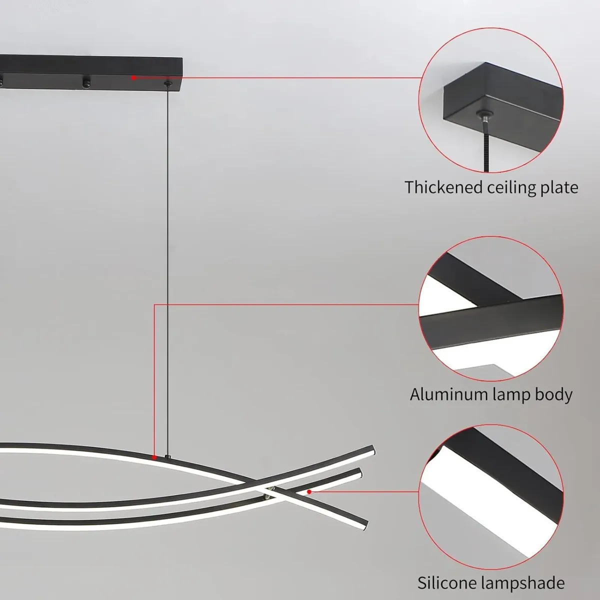 120CM Adjustable Pendant Light Black Modern LED - Image 4